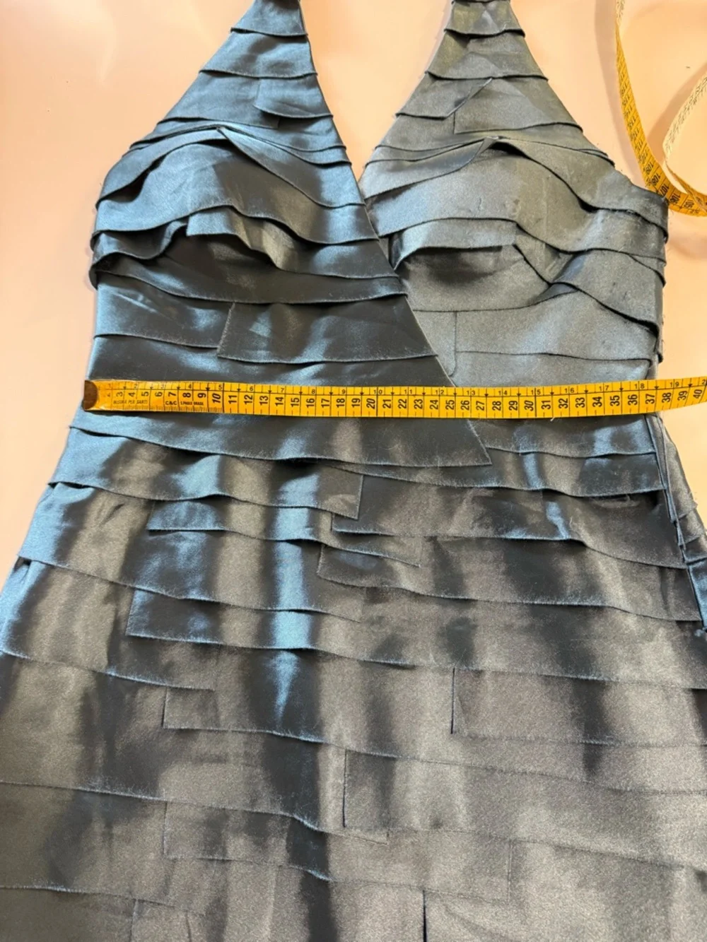 bebe Shiny Slate Blue Satin Top - Picture 10 of 11